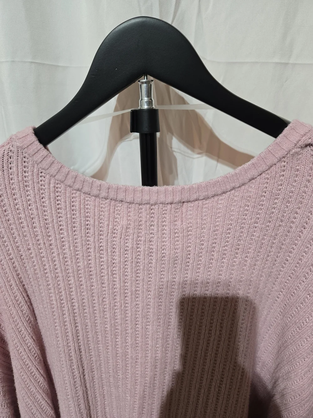 No Boundaries Light Pink Waffle Henley Sweater - Picture 5 of 6